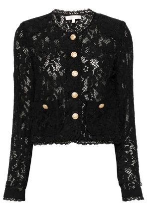 LoveShackFancy Richard floral-lace cropped jacket - Black