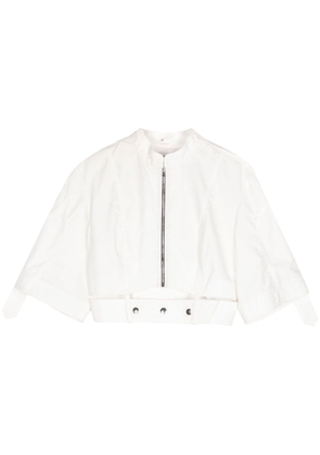 Materiel zip-up belted cotton blouse - White