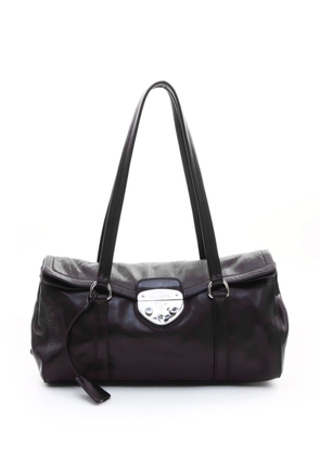 Prada Pre-Owned logo-engraved leather shoulder bag - Black
