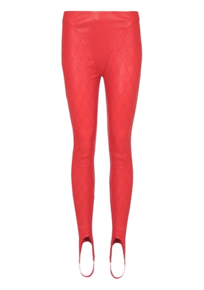 Balmain quilted leather stirrup leggings - Red