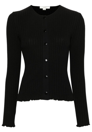 Vince scallop-edge ribbed-knit cardigan - Black