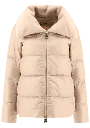 Herno faux-fur collar quilted jacket - Neutrals