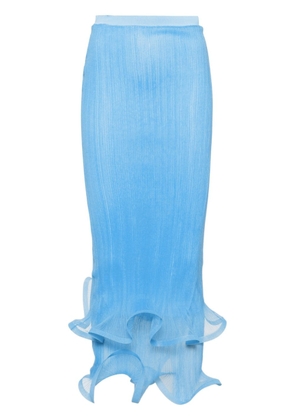 Simkhai ruffle-hem plissé pencil skirt - Blue
