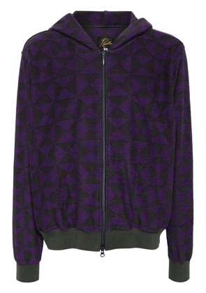 Needles geometric-print hooded jacket - Purple