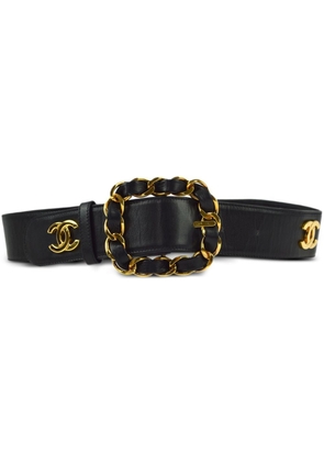 CHANEL Pre-Owned 1990-2000s CC-plaque leather belt - Black
