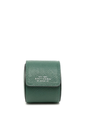 Smythson Panama leather single watch roll - Green