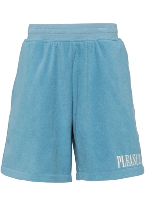 Pleasures logo-embroidered fleece shorts - Blue