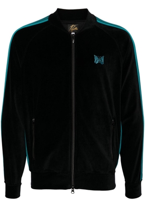 Needles logo-embroidered velour track jacket - Black