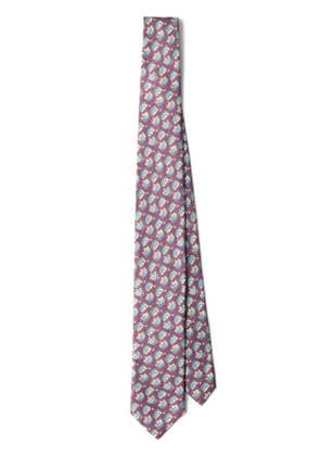 Prada geometric-print silk tie - Brown