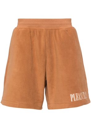 Pleasures logo-embroidered fleece shorts - Brown