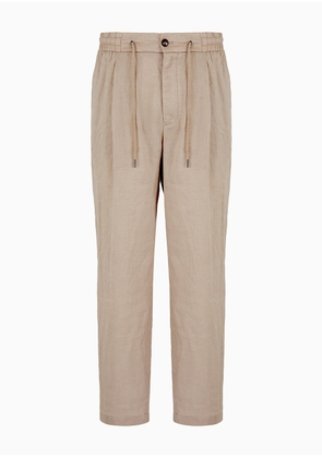 OFFICIAL STORE Single-pleat, Linen-canvas Trousers