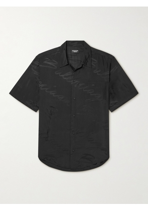 Balenciaga - Logo-Jacquard Crinkled-Crepe Shirt - Men - Black - EU 37