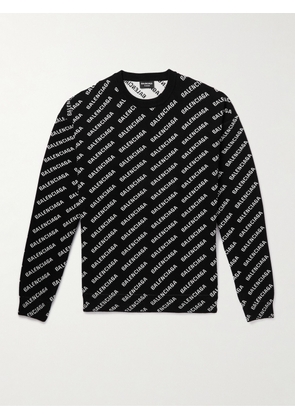 Balenciaga - Logo-Jacquard Cotton-Blend Sweater - Men - Black - XS