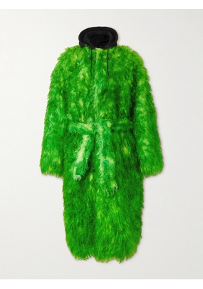 Balenciaga - Oversized Jersey-Trimmed Mohair and Cotton-Blend Faux Fur Coat - Men - Green - 1