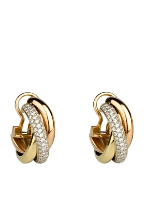 Cartier White, Yellow, Rose Gold And Diamond Trinity Hoop Earrings
