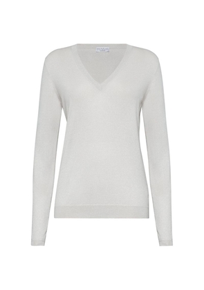 Brunello Cucinelli Cashmere-Silk-Blend V-Neck Sweater