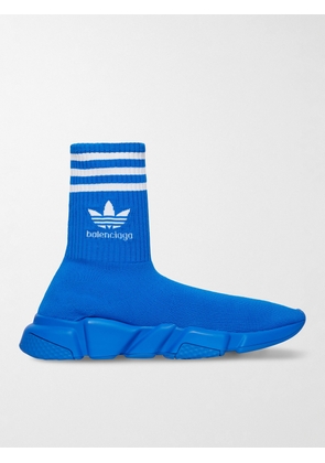 Balenciaga - adidas Speed Light Logo-Jacquard Stretch-Knit Slip-On Sneakers - Men - Blue - EU 39