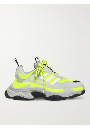 Balenciaga - adidas Triple S Leather and Mesh Sneakers - Men - Yellow - EU 39