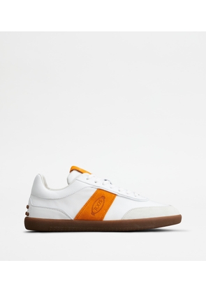 Tod's - Tabs Sneakers in Suede, ORANGE,WHITE, 12 - Shoes