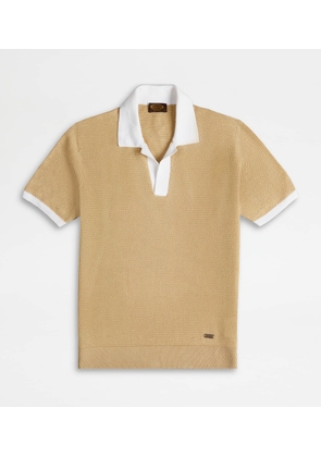 Tod's - Polo Shirt in Linen Knit, WHITE,BEIGE, L - Knitwear