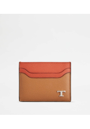 Tod's - Card Holder in Leather, ORANGE,BROWN,  - Wallets