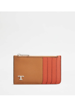 Tod's - Card Holder in Leather, ORANGE,BROWN,  - Wallets