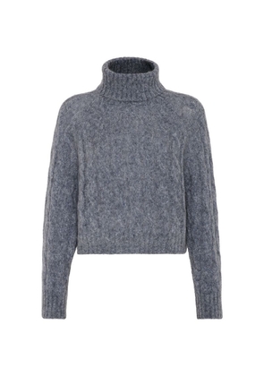 Brunello Cucinelli Wool-Mohair Cable-Knit Rollneck Sweater