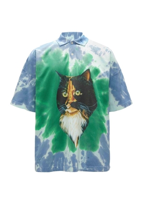 Jw Anderson Cotton Cat Print Polo Shirt