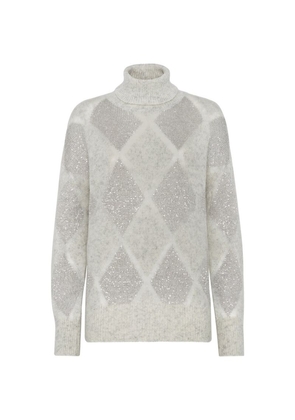 Brunello Cucinelli Wool-Mohair Argyle Sweater