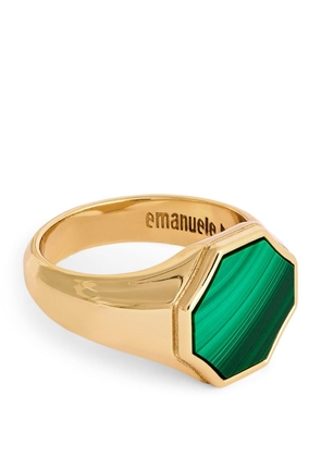 Emanuele Bicocchi Gold-Plated Malachite Signet Ring