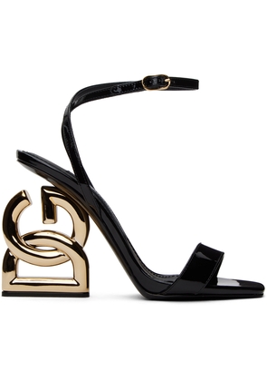 Dolce & Gabbana Black Patent Leather Heeled Sandals