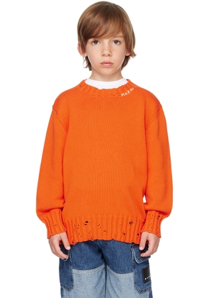 Marni Kids Orange Embroidered Sweater