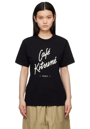 Maison Kitsuné Black Printed T-Shirt