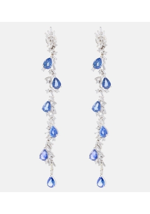Suzanne Kalan 18kt white gold drop earrings with diamonds and sapphires