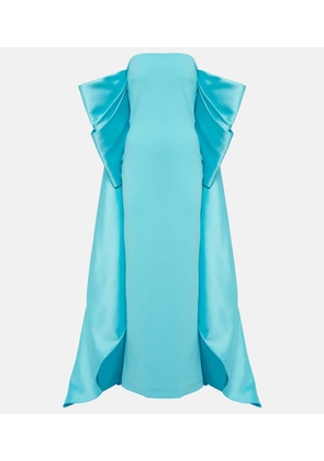 Solace London Kyla caped twill and crêpe gown