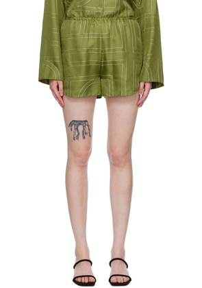 TOTEME Green Monogram Shorts