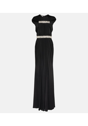Alexander McQueen Embellished caped crêpe gown
