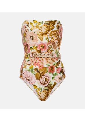 Zimmermann Golden belted floral swimsuit