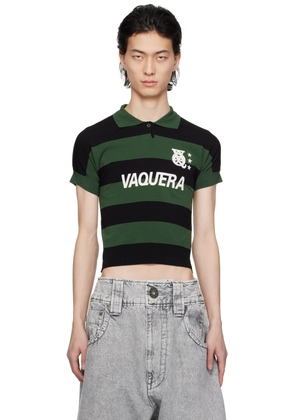 VAQUERA Green & Black Striped Polo