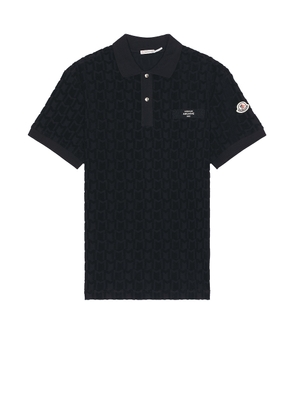 Moncler Short Sleeve Polo in Dark Navy Blue - Navy. Size L (also in M, S, XL/1X).