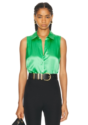 L'AGENCE Emmy Sleeveless Blouse in Island Green - Green. Size L (also in M, S, XL, XS, XXS).