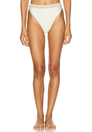 PatBO Jute Trim Bikini Bottom in Ivory - Ivory. Size M (also in S, XS).