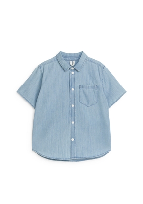 Short-Sleeve Denim Shirt - Blue