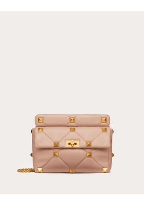 Valentino Garavani LARGE ROMAN STUD THE SHOULDER BAG IN NAPPA WITH CHAIN Woman ROSE CANNELLE UNI