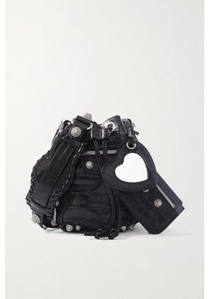 Balenciaga - Le Cagole Xs Studded Croc-effect Leather Bucket Bag - Black - One size