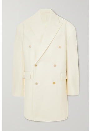 WARDROBE.NYC - Oversized Double-breasted Grain De Poudre Wool Coat - Off-white - xx small,x small,small,medium,large,x large
