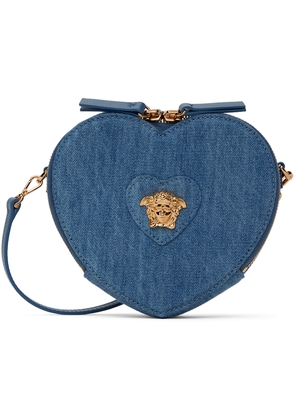 Versace Kids Blue Heart Medusa Crossbody Bag
