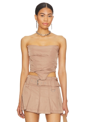 h:ours Ariella Corset Top in Brown. Size S, XS.
