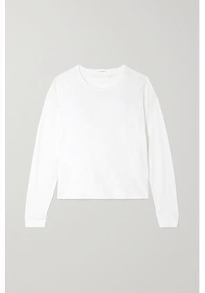 Mother - The L/s Slouchy Cut Off Cotton-jersey T-shirt - White - x small,small,medium,large,x large