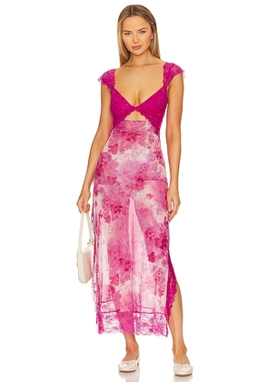 Free People Suddenly Fine Maxi Slip in Pink. Size M, S, XL, XS.